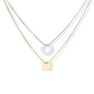 Naszyjnik srebrny podwójny dwukolorowy