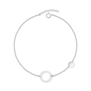 Bransoletka srebrna z kołem i blaszką - Srebrny Rodowany