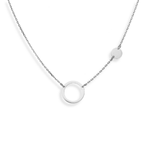 Naszyjnik srebrna z kółeczkiem i blaszką - Srebrny Rodowany