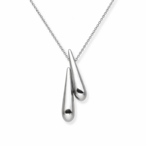 Naszyjnik srebrny Krople Slim Double - Srebrny Rodowany
