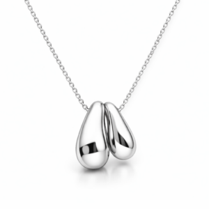 Naszyjnik srebrny Krople Mini Double - Srebrny Rodowany
