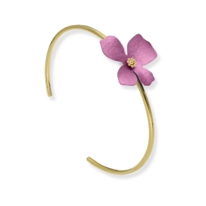 Bransoletka srebrna z tytanowym Kwiatem Różowym