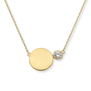 Naszyjnik srebrny kółko mat z cyrkonią