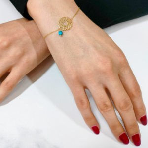 Bransoletka srebrna ażurowy Apatyt - Srebrny Pozłacany 24-karaty