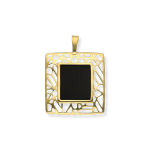 Wisiorek srebrny onyks Square - Srebrny Pozłacany 24-karaty