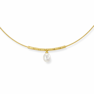 Kolia srebrna linka stalowa z hematytem i perłą białą