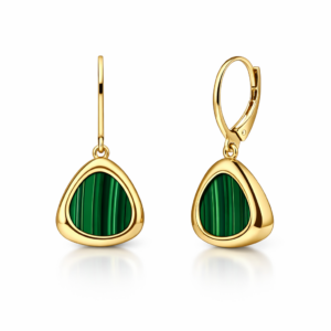 Kolczyki srebrne malachit Lucy - Srebrny Pozłacany 24-karaty