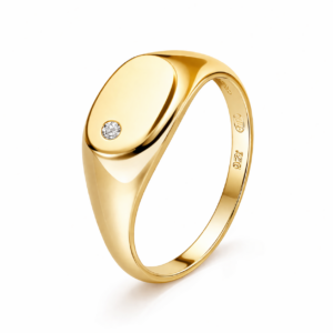 Pierścionek srebrny sygnet z cyrkonią