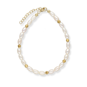 Bransoletka srebrna z pereł naturalnych z kuleczkami