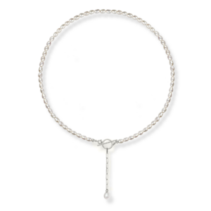 Naszyjnik srebrny z pereł naturalnych z wiszącą perłą