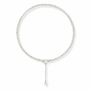 Naszyjnik srebrny z pereł naturalnych z wiszącą perłą