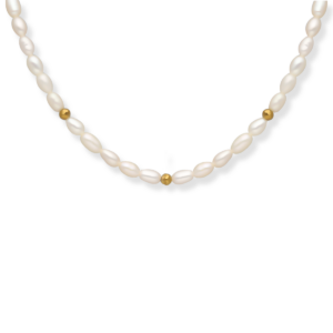 Naszyjnik srebrny z pereł naturalnych z kuleczkami