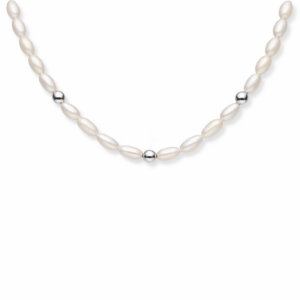 Naszyjnik srebrny z pereł naturalnych z kuleczkami