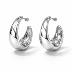 Kolczyki srebrne Hoops gładkie - Srebrny Rodowany