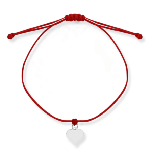 Bransoletka srebrna z sercem na sznurku