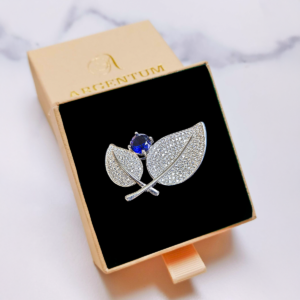 Broszka-wisior srebrna Listki z cyrkoniami