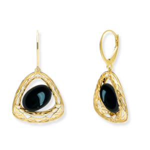 Kolczyki srebrne ażurowe z onyksem Triangle