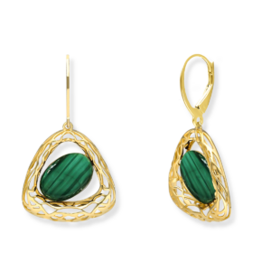 Kolczyki srebrne ażurowe z malachitem Triangle