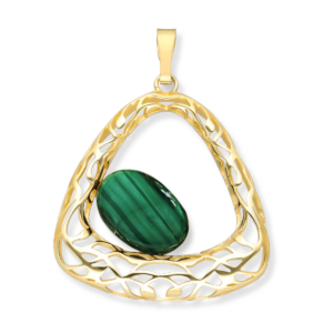 Wisiorek srebrny ażurowy z malachitem Triangle