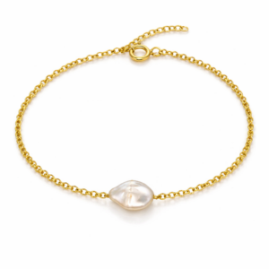 Bransoletka srebrna z dużą perłą naturalną