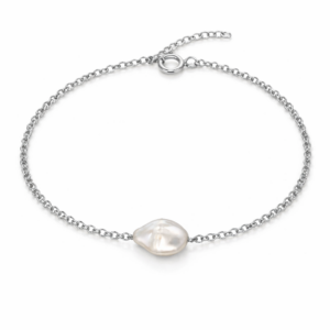 Bransoletka srebrna z dużą perłą naturalną