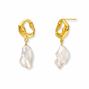 Kolczyki srebrne z wiszącą z perłą barokową