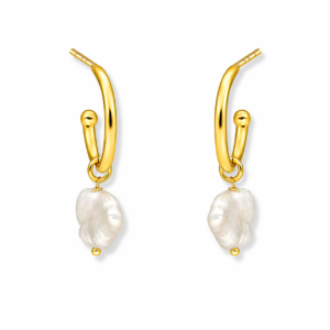 Kolczyki srebrne hoop z perłą