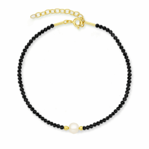 Bransoletka srebrna z kamieniami i perłą