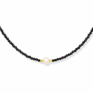 Naszyjnik srebrny z kamieniami i perłą