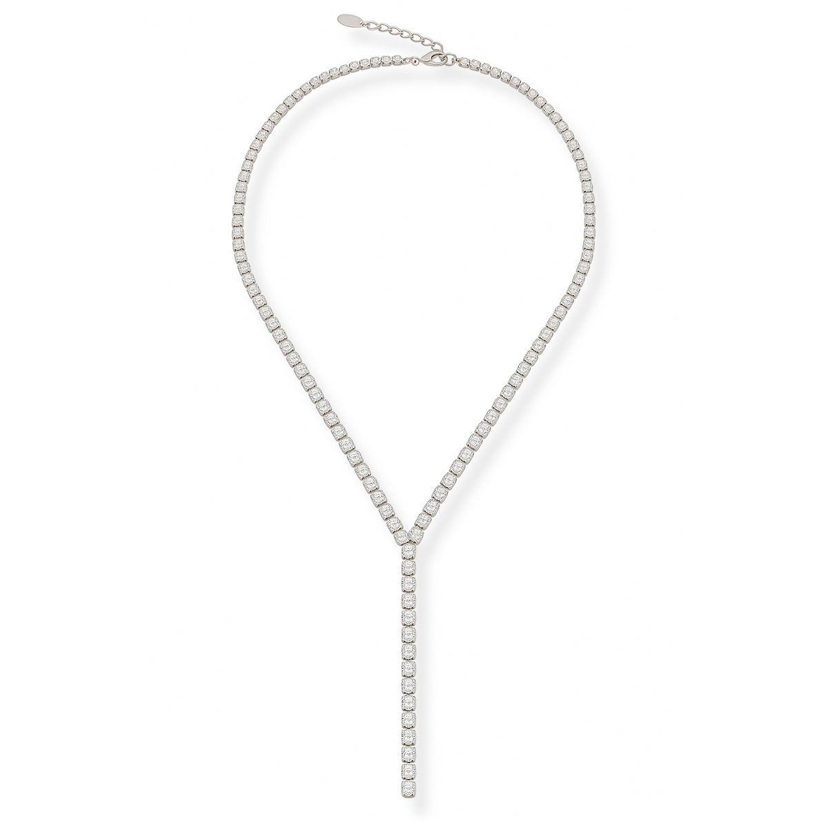 Naszyjnik srebrny krawatka z cyrkoniami