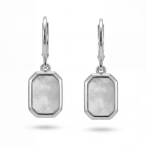 Kolczyki srebrne z masą perłową - Srebrny Rodowany