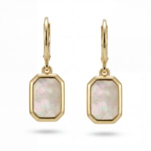 Kolczyki srebrne z masą perłową - Srebrny Pozłacany 24-karaty