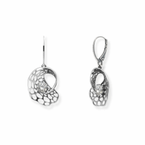 Kolczyki srebrne oksydowane Swirl z cyrkonią