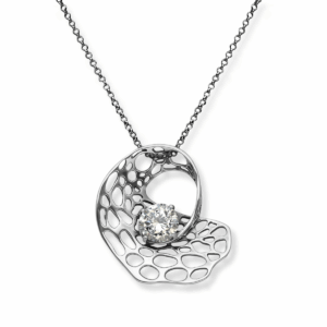 Naszyjnik srebrny oksydowany Swirl z cyrkonią