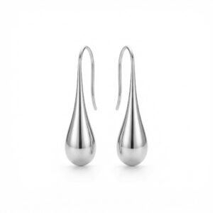 Kolczyki srebrne Krople Slim - Srebrny Rodowany