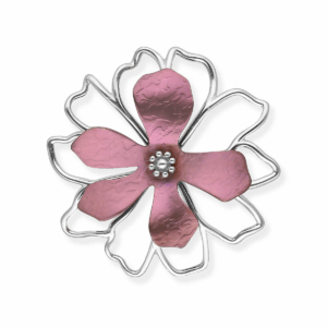 Wisiorek srebrny tytanowy Kwiat różowy