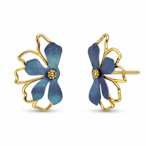 Kolczyki srebrne tytanowy Kwiat jeans - Srebrny Pozłacany 24-karaty