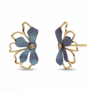 Kolczyki srebrne tytanowy Kwiat jeans