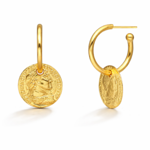 Kolczyki srebrne monety - Srebrny Pozłacany 24-karaty