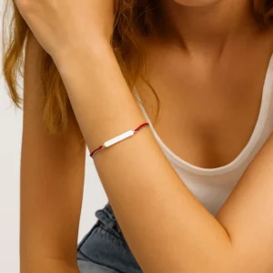 Bransoletka srebrna blaszka na sznurku