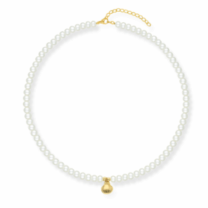 Naszyjnik srebrny z pereł naturalnych z muszelką