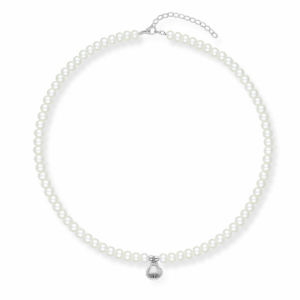 Naszyjnik srebrny z pereł naturalnych z muszelką