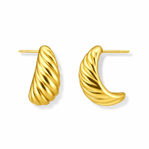 Kolczyki srebrne Chałka bulge - Srebrny Pozłacany 24-karaty