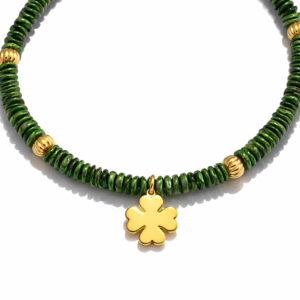 Bransoletka srebrna z hematytem i koniczynką