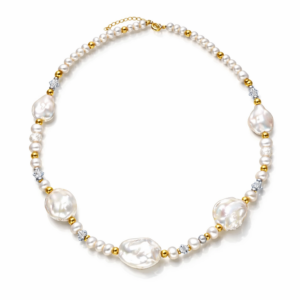 Naszyjnik srebrny kolia z perłą barokową