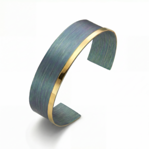 Bransoletka srebrna z tytanem jeans Stripes