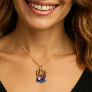 Wisiorek srebrny z tytanem Note z cyrkonią