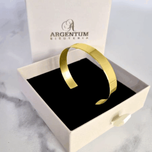 Bransoletka srebrna sztywna Mean - Srebrny Pozłacany 24-karaty