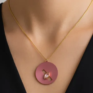 Wisiorek srebrny z tytanem róż Ring