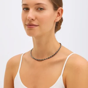 Naszyjnik srebrny z hematytem